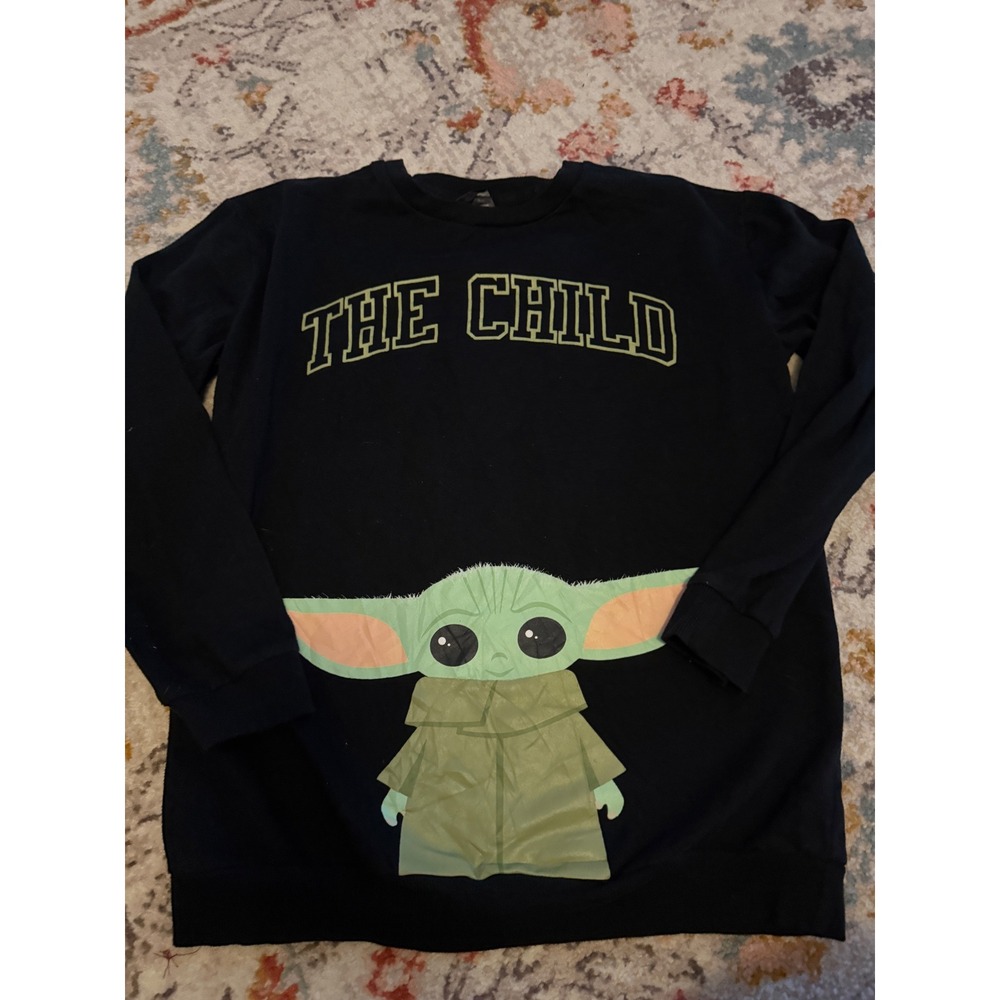 Star Wars The Mandalorian The Child Grogu Black Graphic Sweatshirt Mens Medium